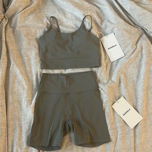 ADANOLA Olive Top and Bike Short Set - NWT